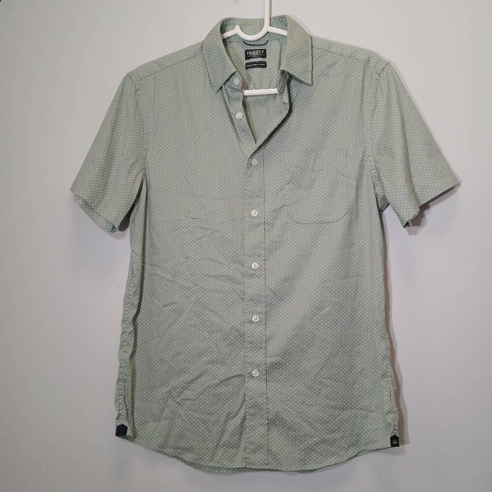 Faherty men the movement shirt small mint green sage matcha supima cotton nylon